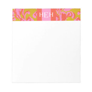 Pink and Green Floral Monogrammed Notepad