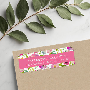 Pink and Green Floral Return Address