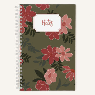 Pink and green floral spiral notebook | Journal
