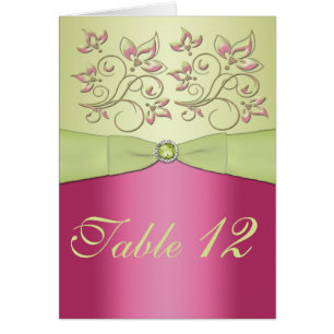 Pink and Green Floral Table Number Card