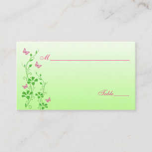 Pink and Green Floral with Butterflies Place Cards