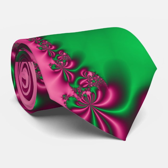 Pink and Green Flow Tie (Rolled)