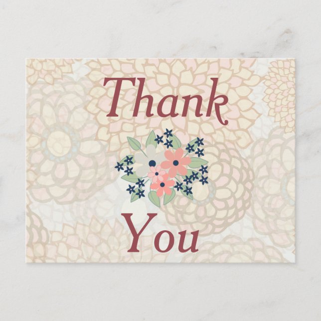 Pink and Green Flower Thank You Postcard (Front)