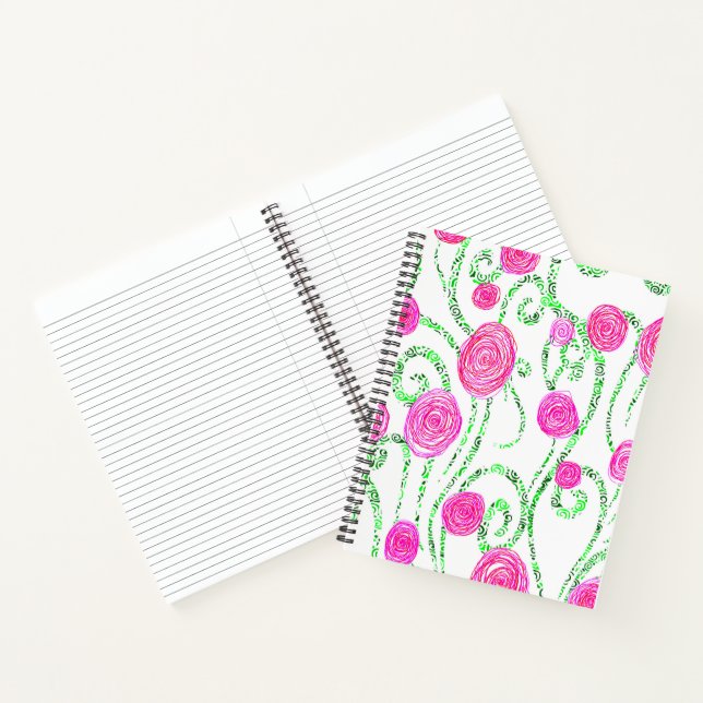Pink and Green Flowers Notebook (Inside)