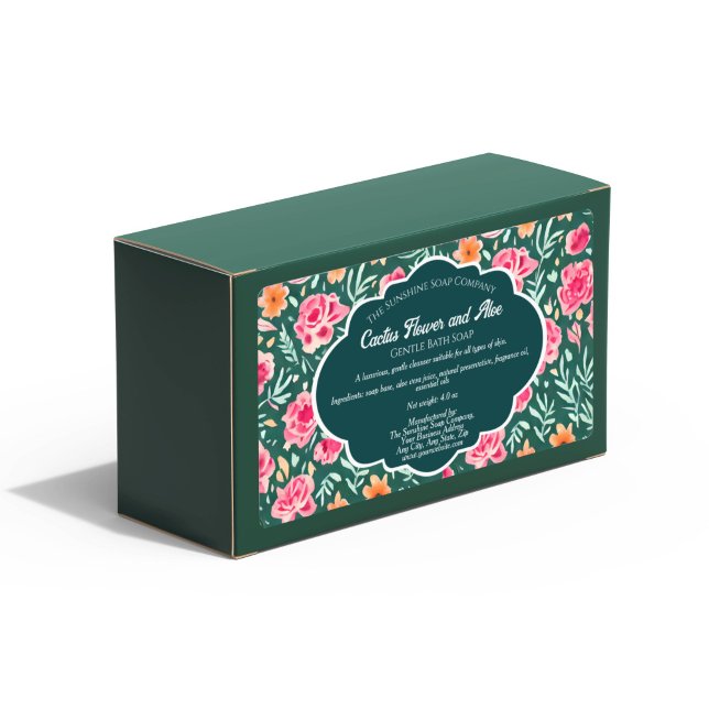 Pink and Green Flowers Soap Packaging Label (Creator Uploaded)