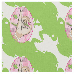 Pink and green frog fabric