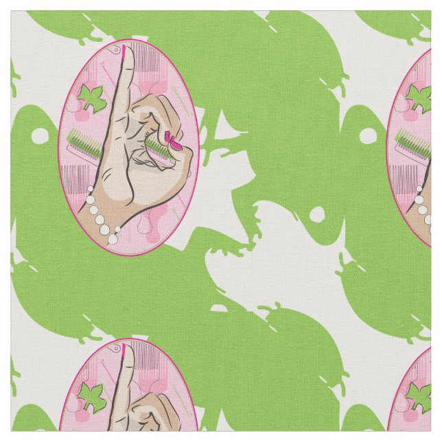 Pink and green frog fabric (Close Up)