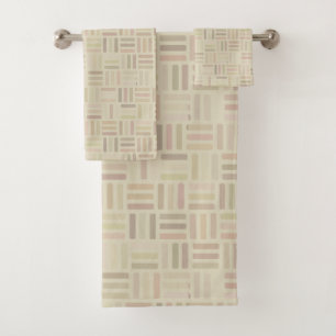 pink and green Geometric Bath Towel Set