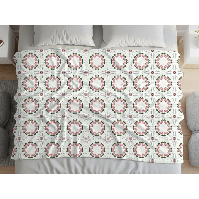 Pink and green geometric patterned  fleece blanket (Creator Uploaded)