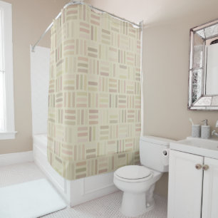 pink and green Geometric Shower Curtain