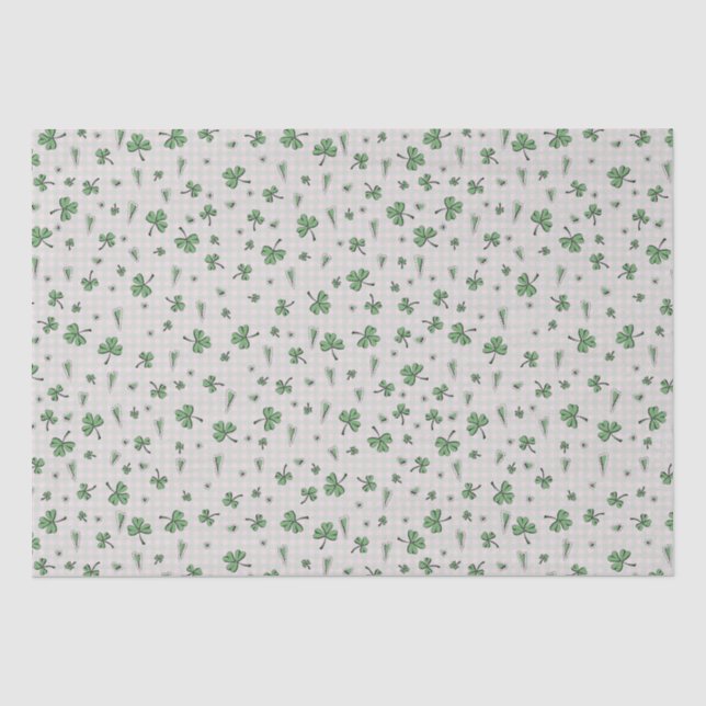 Pink and Green Gingham St Patricks Day Tissue Paper (Front)