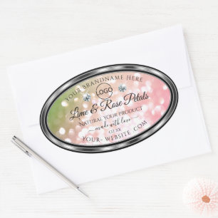 Pink and Green Glitter Product Label Diamonds Logo