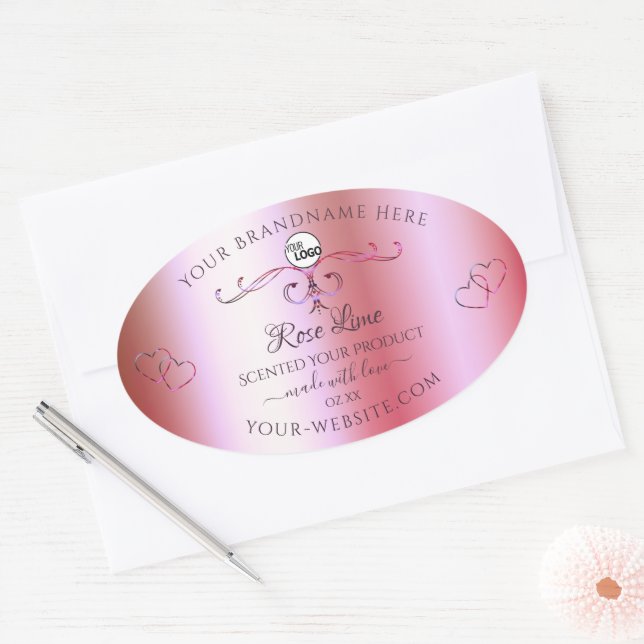 Pink and Green Gradient Ornate Product Labels Logo (Envelope)
