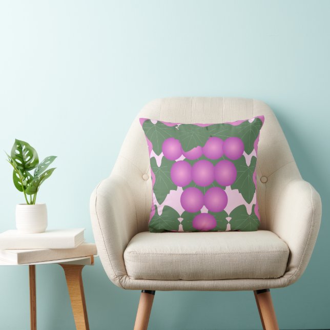 Pink and Green Grape Pattern Christian Home Decor Cushion (Chair)