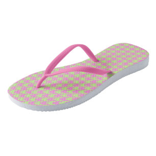 Pink and green Houndstooth Jandals