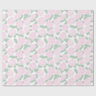 Pink and Green Hydrangea Floral Wrapping Paper