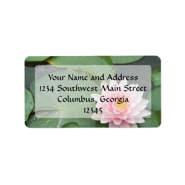 Pink and Green Lily Pad Pretty Photograph Label (Front)