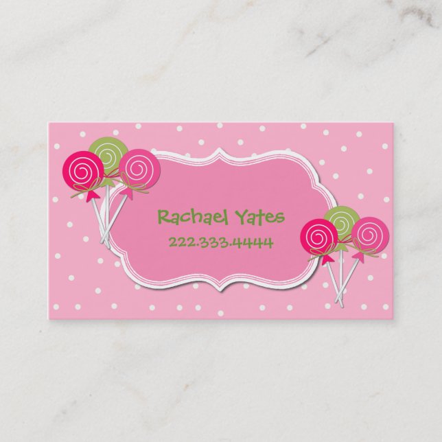 Pink and Green Lollypops Play Date Card (Front)