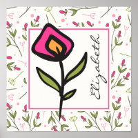 Pink and Green Long Stem Wildflowers Personalised