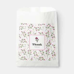 Pink and Green Long Stem Wildflowers Thank You Favour Bags