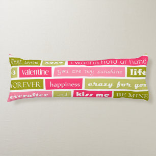Pink and Green Love Letters Body Cushion