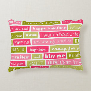 Pink and Green Love Letters Decorative Cushion