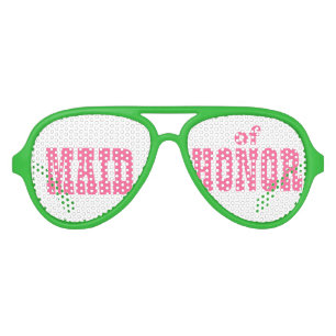 Pink and Green Maid of Honour Swag Party Glasses