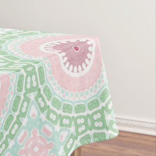Pink and Green Mandala Kaleidoscope Medallion Tablecloth