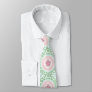 Pink and Green Mandala Kaleidoscope Medallion Tie
