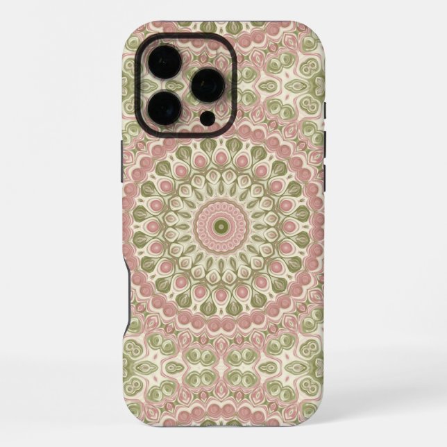 Pink and Green Mandala Pattern Design iPhone Case (Back)