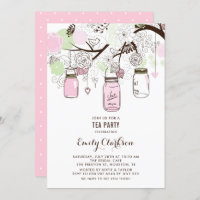Pink and Green Mason Jars Floral Bridal Tea Party