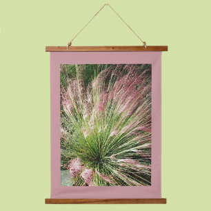 Pink and Green Muhly Grass Photographic Nature Hanging Tapestry