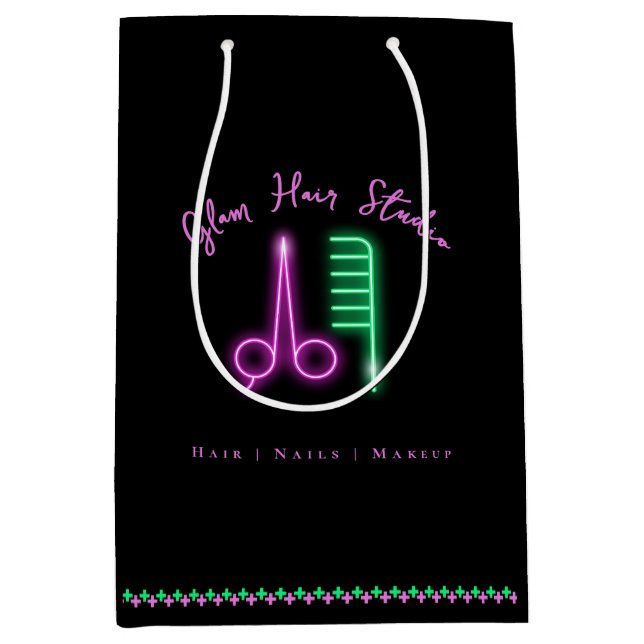 Pink and Green Neon Hair Studio Gift Bag – Custom  (Front)