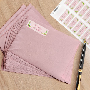 Pink and Green Nostalgic Floral Address Label