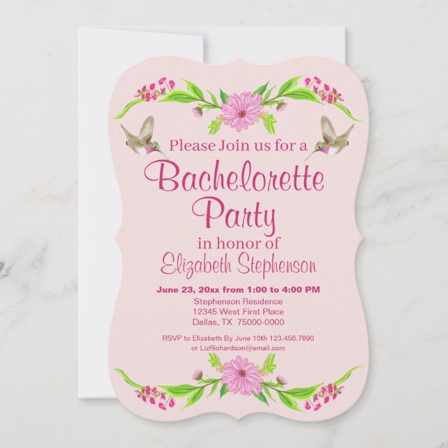Pink and Green Nostalgic Floral Flat Card (Front)