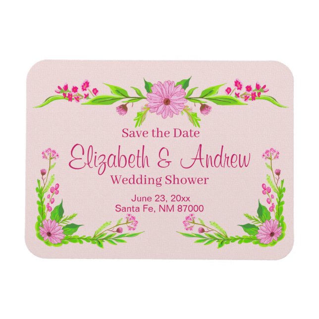 Pink and Green Nostalgic Floral Magnet (Horizontal)