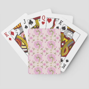 Pink and Green Nostalgic Floral Playing Cards
