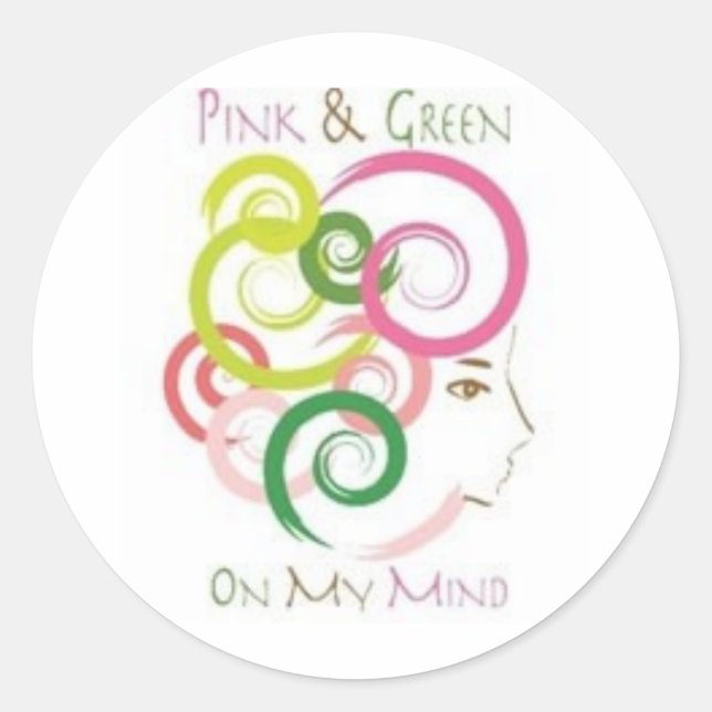 Pink and Green on My Mind Classic Round Sticker (Front)