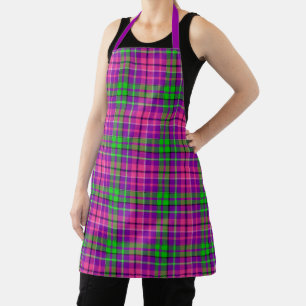 Pink and Green On Purple Plaid Tartan Pattern Apron