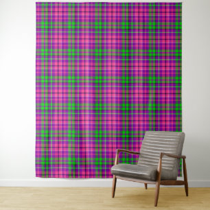 Pink and Green On Purple Plaid Tartan Pattern Tapestry