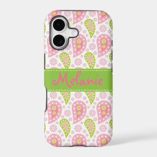 Pink and Green Paisley iPhone Monogram Custom