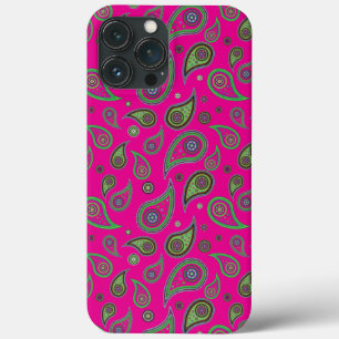 Pink and Green Paisley Pattern iPhone 13 Pro Max Case