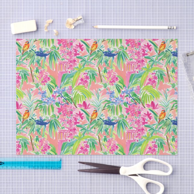 Pink and green Palm beach Pattern  Tissue Paper (Craft)