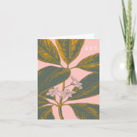 Pink and Green Palm Frond Botanical Drawing