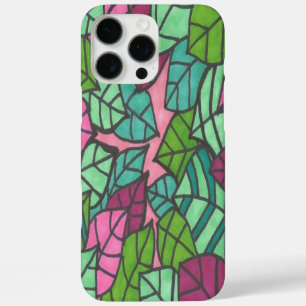 Pink and Green Palm Leaves Print iPhone 16 Pro Max Case