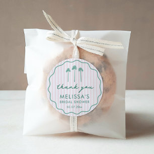 Pink And Green Palm Springs Bridal Shower Favor Classic Round Sticker