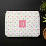 Pink and Green Palm Trees Pattern Laptop Sleeve<br><div class="desc">Fun palm trees monogrammed design.</div>