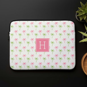 Pink and Green Palm Trees Pattern Laptop Sleeve