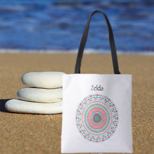 Pink and Green Pastel Mandala Tote Bag