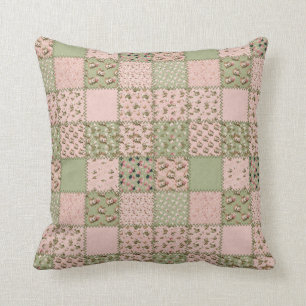 Pink and Green Patchwork Design Home Decor  Cushion
